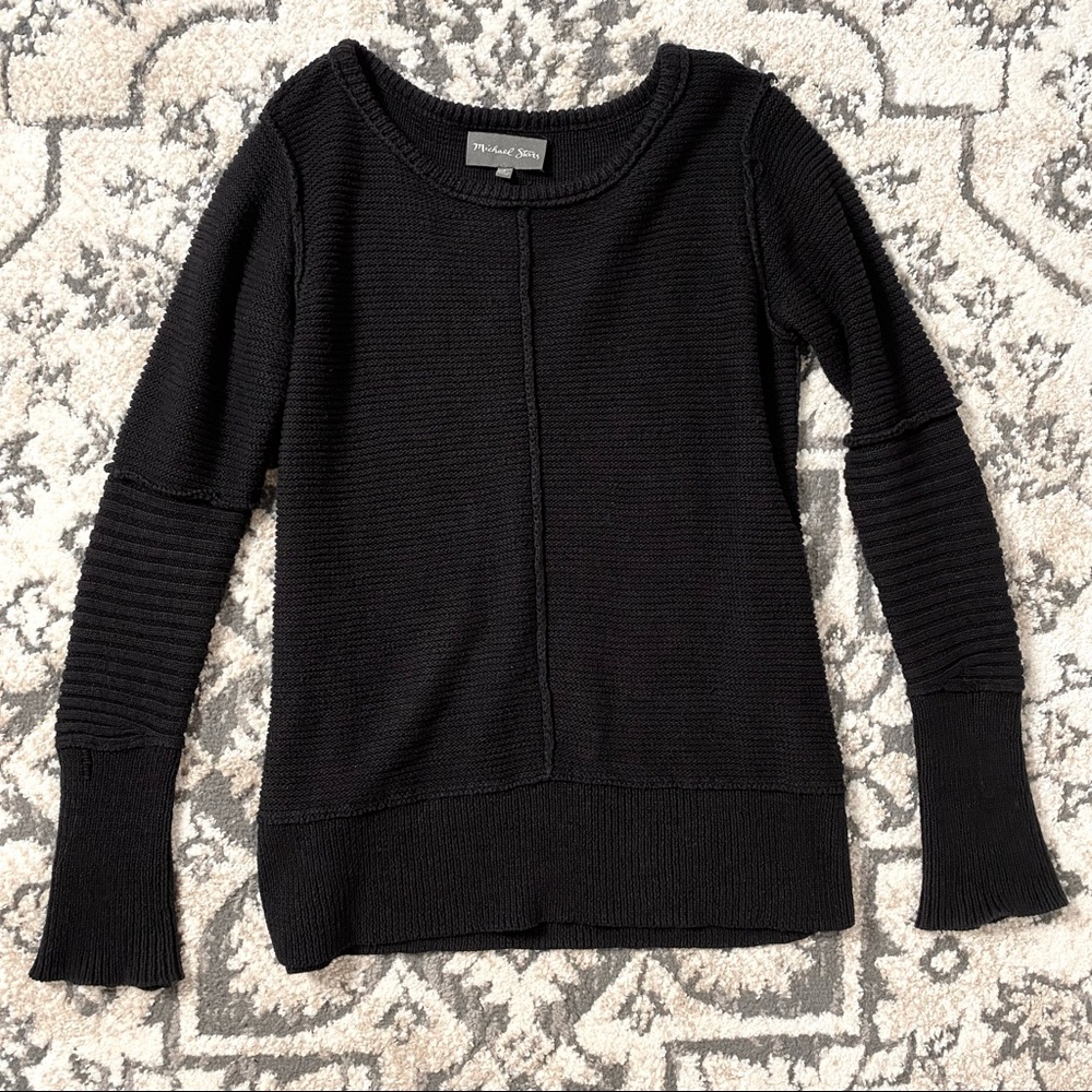 - Michael Stars black moto ribbed knit sweater size small punk goth